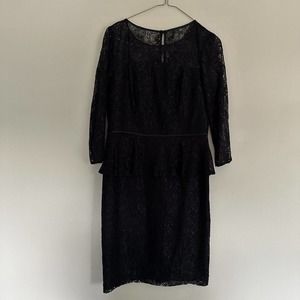 Adrianna Papell Lace Black Dress Party Evening Cocktail Size 6